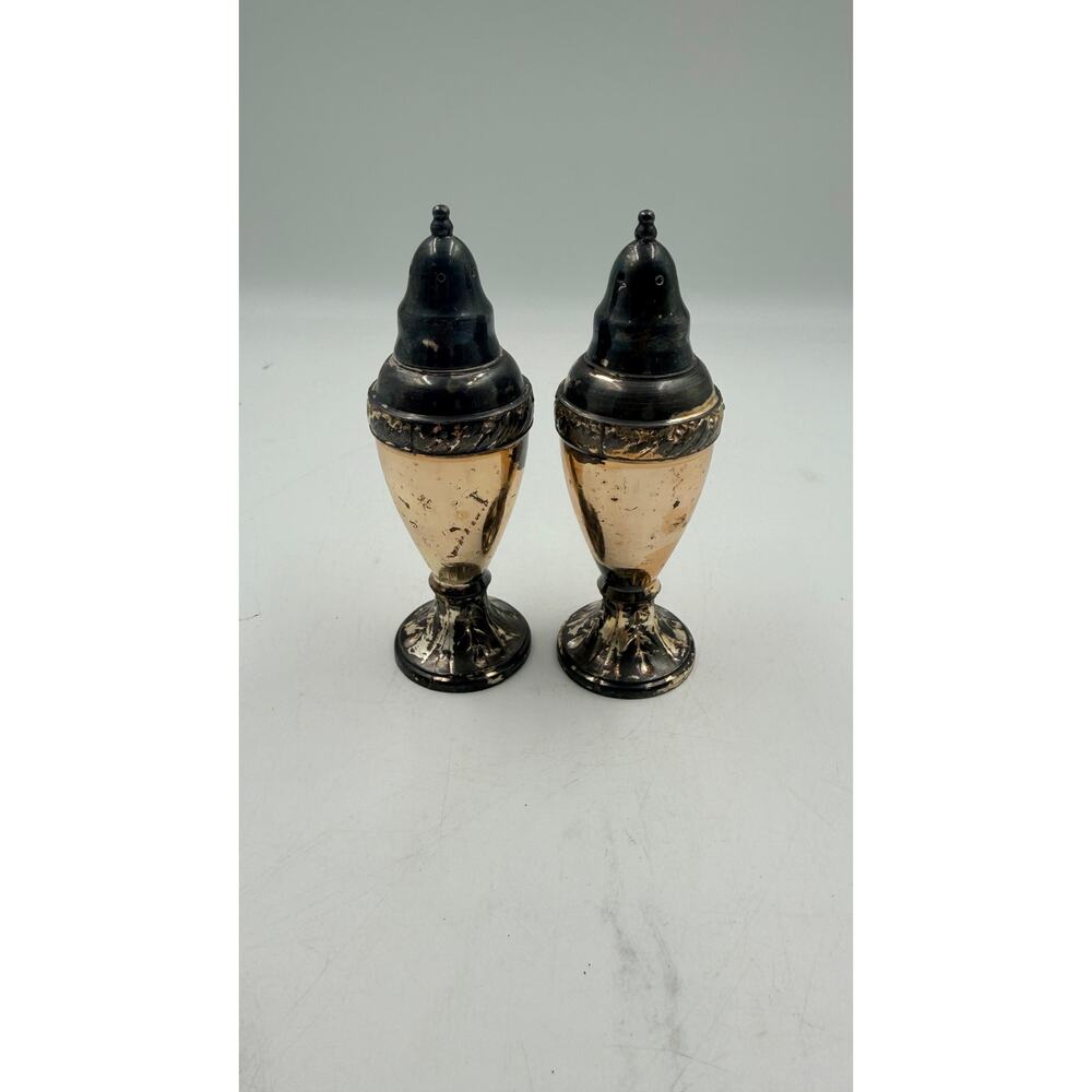 Vintage MCM Silver Plate Salt & Pepper Shaker Set of 2